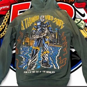 A Thousand Yard Stare Graphic Hoodie - Olive Green WARREN LOTAS